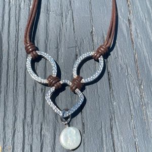 Silpada Leather and fresh water pearl necklace.